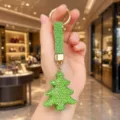 Portachiavi Albero di Natale Strass Scintillante ciondolo borsa di lusso regalo festa - Albero di Natale con Strass (Verde Chiaro)