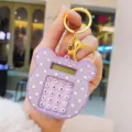 Lindo llavero calculadora de oso morado mini calculadora electrónica portátil para bolso - Púrpura