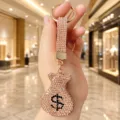 Porte-clés bourse strass scintillants, charm de sac de luxe et anneau de clé de voiture. - Champagne
