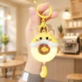 Cute glowing cat keychain night light, adorable cartoon animal bag charm gift for students. - Wind Chime Night Light Cat