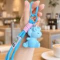 Cute gradient resin unicorn keychain with braided strap, perfect bag pendant gift for girls. - Blue