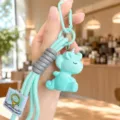 Cute resin unicorn keychain with braided mint green lanyard, adorable bag pendant accessory. - Green