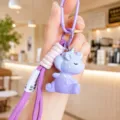 Purple gradient resin unicorn keychain with woven lanyard, cute bag phone charm gift. - Purple
