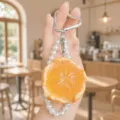 Creative simulated peeled orange pearl keychain cute fruit bag charm elegant gift for women. - Simulation Orange (Orange)
