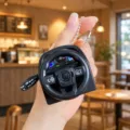Mini simulation steering wheel keychain decompressing toy bag pendant gift black color - Black