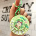 Mini music piano toy keychain cute green electronic rhythm instrument stress relief bag pendant - Animal Round Piano (Green Deer)