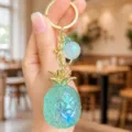 Cute pineapple keychain and bag charm with shiny gradient finish, perfect accessory for your keys. - Acrylic Colorful Pineapple (Green)