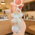 Crystal bubble grape apple keychain transparent cute bag charm aesthetic pendant gift - Clear White