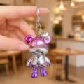 Portachiavi con coniglietto galvanizzato colorato grazioso ciondolo per borsa regalo - Orso Sfumato Galvanico / Viola rosato
