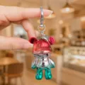 Simpatico portachiavi animale colorato elettroplaccato ciondolo per zaino e regalo - Orso Sfumato Galvanico / rosso e verde