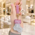Sparkling Rhinestone Christmas Stocking Keychain Bag Charm Holiday Gift Pendant Cute Bling - Pink Christmas Stocking