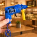 Mini electric drill shaped toy keychain creative decompression gear spark novelty gifts - Electric Drill Gun (Blue)