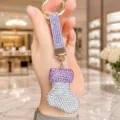 Rhinestone Christmas stocking keychain dazzling bag pendant purple diamond charm gift - Purple Christmas Stocking