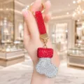 Christmas rhinestone stocking keychain dazzling crystal bag charm holiday gift accessory - Red Christmas Stocking
