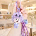 Cartoon curly hair sunglasses boy keychain cute plush doll bag pendant accessory. - Purple Curly Hair Boy