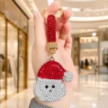 Portachiavi Babbo Natale con strass cristallo scintillante borsa ciondolo regalo festa - Testa di Babbo Natale con Strass
