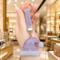 Portachiavi cappello Babbo Natale strass brillante ciondolo borsa regalo festa - Cappello di Natale con Strass (Viola)