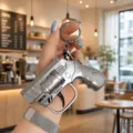 Mini flint pistol keychain decompression metal toy creative gift for kids and adults daily use - Flint Revolver (Silver)