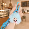 Süßer flauschiger Puppen Schlüsselanhänger mit blauem Gurt Matrosenanzug Taschenanhänger Geschenk. - Blaues Haar Afro Mädchen