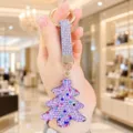 Portachiavi albero di Natale in strass scintillanti, ciondolo borsa di lusso e pendente festivo. - Albero di Natale con Strass (Viola)