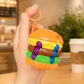 Creative burger magic bean puzzle keychain, cute decompression rotating toy bag pendant. - Magic Cube Burger