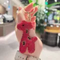 Red rhinestone giraffe keychain cute sparkly crystal animal bag charm for women keys - Rhinestone Giraffe Style / Red