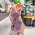 Crystal purple giraffe keychain sparkling rhinestone bag charm cute animal keyring for women - Rhinestone Giraffe Style / Purple