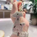 Rhinestone giraffe keychain cute sparkling crystal animal bag charm luxury pendant accessory - Rhinestone Giraffe Style / White