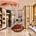 Sparkling rhinestone football keychain luxury crystal bag charm sports pendant for daily use - Rhinestone Rugby (Rhinestone Rugby) / Dark Coffee