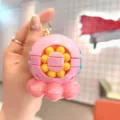 Cute pink magic bean decompression fidget spinner keychain rotating puzzle toy bag pendant - Octopus Cube - Pink