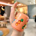 Rotating magic bean puzzle keychain, cute decompression toy with colorful beads for bags. - Orange