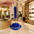 Porte-clés Ballon de Football Strass Bleu Mode Anneau Métal Pendentif Sac Cadeau - Rugby en Strass (Rhinestone Rugby) / Bleu Saphir