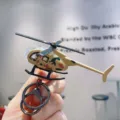 Mini portachiavi elicottero mimetico ciondolo zaino aereo accessorio cool per studenti - Mini Elicottero Militare / Giallo Terra Mimetico