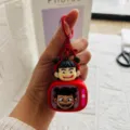 Cute Nezha cartoon anime character keychain variant, red TV style flashing light bag charm. - Night Light TV (Laugh)