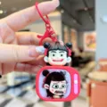 Cute Nezha cartoon keychain with flashing TV screen design, funny bag pendant accessory. - Night Light TV (Panicked)