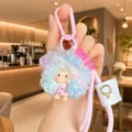 Flauschige lockige Puppe Schlüsselanhänger Tasche Anhänger Plüsch Schlüsselring süß - Buntes Haar Afro Mädchen