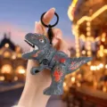 Mini dinosaur flint keychain decompression toy with cool flame pattern and rotating gears. - Dinosaur Flint Gun (Gray)