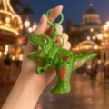 Mini dinosaur flint toy keychain, creative decompression rotating gear spark pendant gift. - Dinosaur Flint Gun (Green)