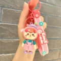 Cute cartoon electroplated cherry girl doll keychain, stylish bag pendant accessory. - Electroplated Girl - Pink
