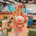 Detailed view of the cute dopamine clown bear keychain, stylish bag charm and accessories. - Dopamine Clown Bear - Khaki