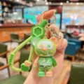 Creative cartoon cute dopamine Dr. Bear keychain, stylish clown bear bag pendant accessory. - Dopamine Clown Bear - Green