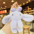 Süßer lila Plüschhase Schlüsselanhänger mit Satinschleife, weicher Kuscheltier Taschenanhänger. - Lila