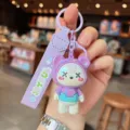 Dopamine cartoon cute bear keychain electroplated colorful toy bag pendant accessory - Electroplated X-Eye Bear - Purple