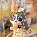 Cute cartoon dog boba milk tea silicone keychain lovely bag charm pendant gift for women - Black