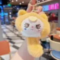 Schattige kat pluche sleutelhanger cartoon pop tas charm hanger zacht speelgoed accessoire - Oranje