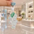Acrylic crystal grape keychain charm, cute fruit handbag pendant and phone hanging strap. - White Grape With Green Leaves