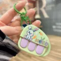 Cute piano keychain decompression toy with cartoon rabbit design, perfect bag pendant. - Green Bunny
