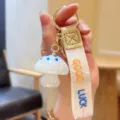 Cute jelly mushroom keychain resin bag charm aesthetic keyring lucky strap accessory gift idea - White Jelly Mushroom