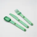 Tragbares magnetisches Aluminium Besteckset, dreiteilige Camping Gabel Messer Löffel für Picknick. - PP-Beutel / Grün (Magnetisch)