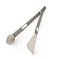 Multifunctioneel kampeergereedschap van puur titanium lepel vork tang voor picknick - Puur Titaan Spatel Clip (Half-Gepolijst & Gestraald)
